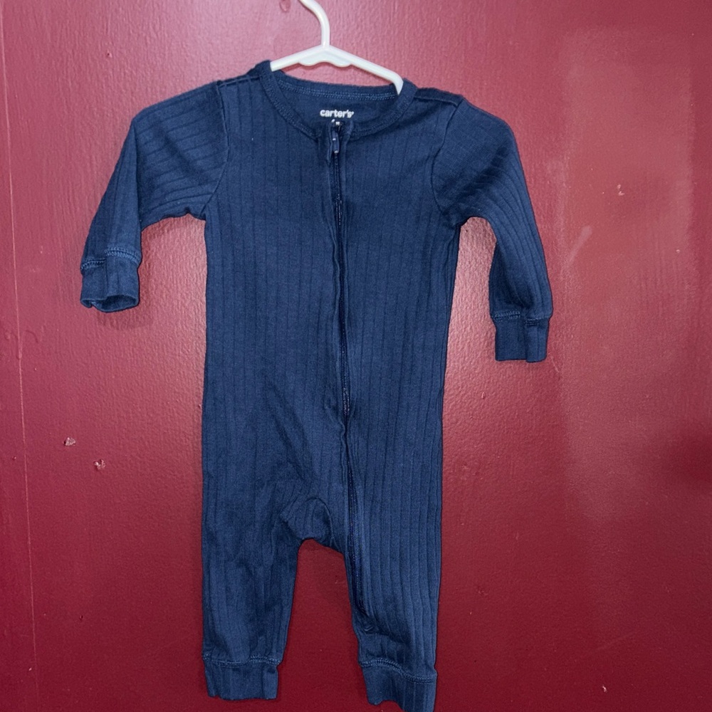Carter's Deep Blue Ribbed Kids Footie